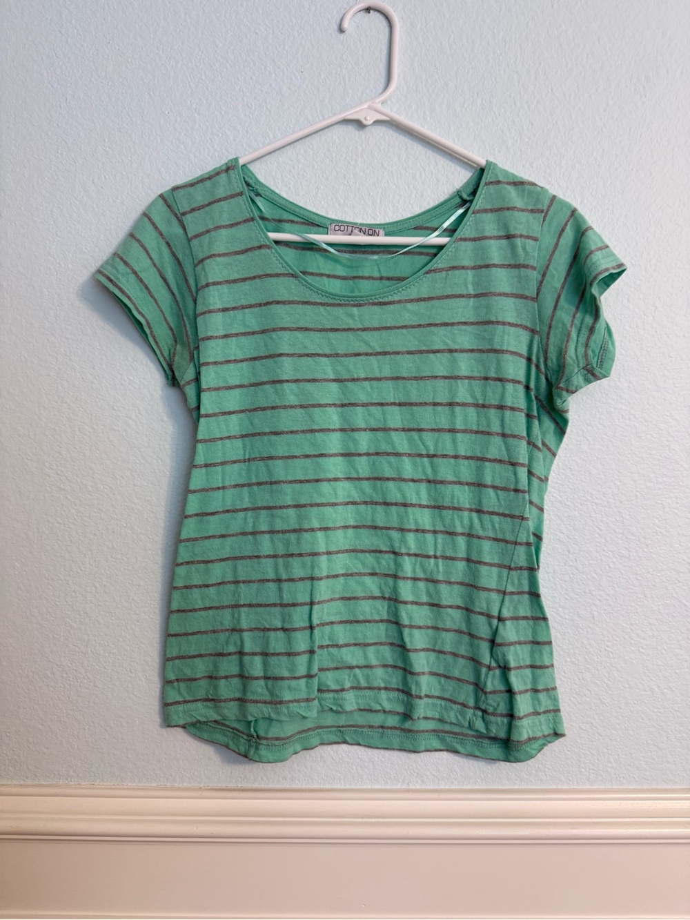 Cotton On Mint Green Striped Short Sleeve Tee